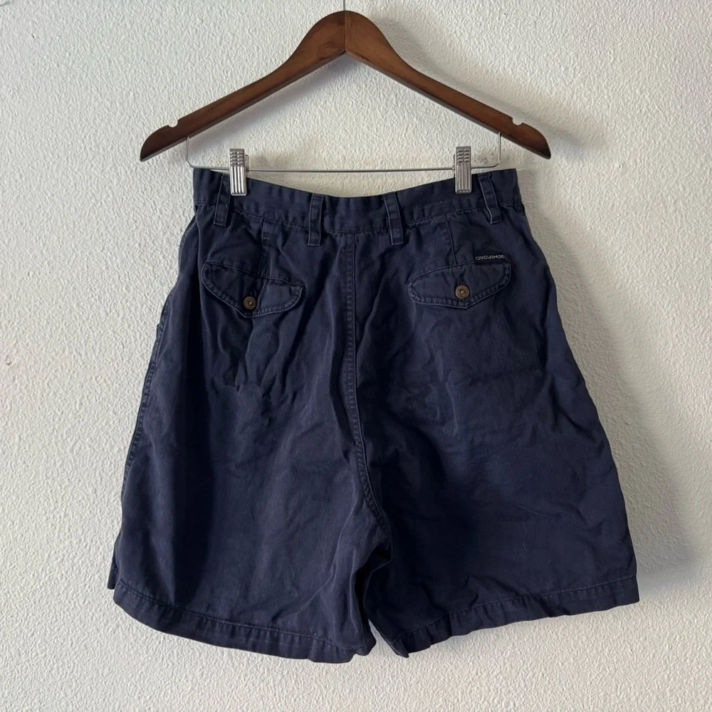 Chinos Navy Pleated High Rise Cotton Shorts Size 12 GV Coastal Grandma 90’s VTG